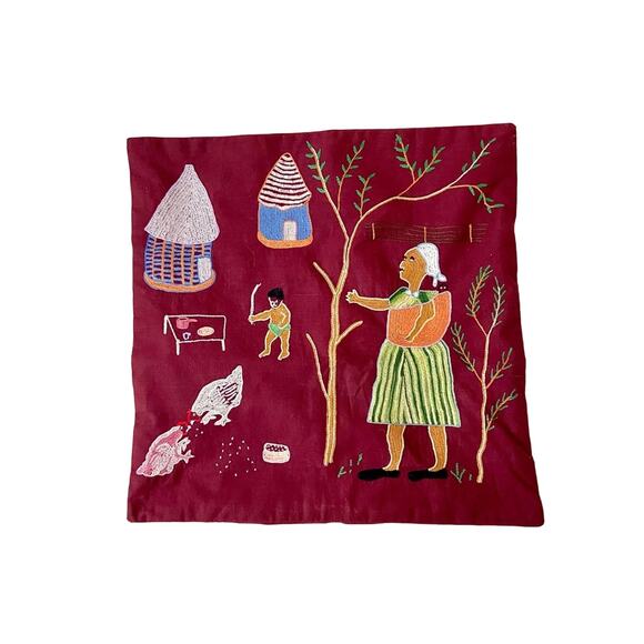 Handmade Embroidered Pillow Cover